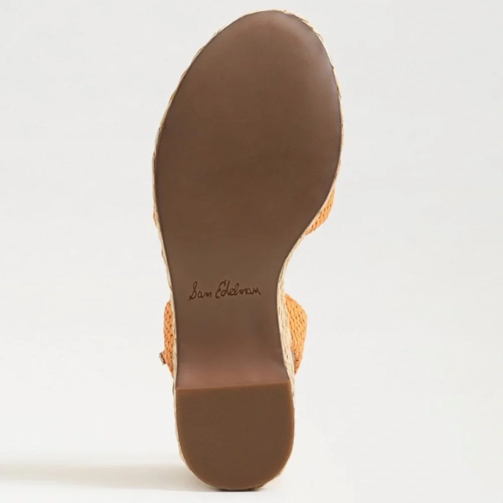 Sam Edelman April Platform Wedge Espadrille Sandal in Mari Gold Raffia